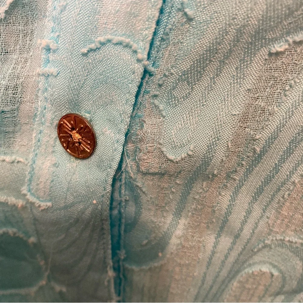 Lilly Pulitzer Light Blue Button-Down Sheer Shirt- - Picture 6 of 9